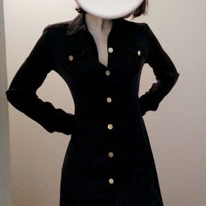 Marciano silk shirt dress with gold buttons